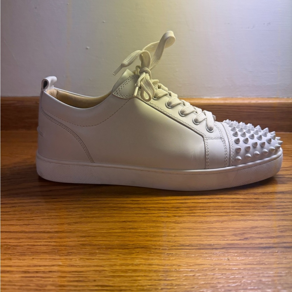 White Louboutin Louis Junior Spikes, hardly ever worn.